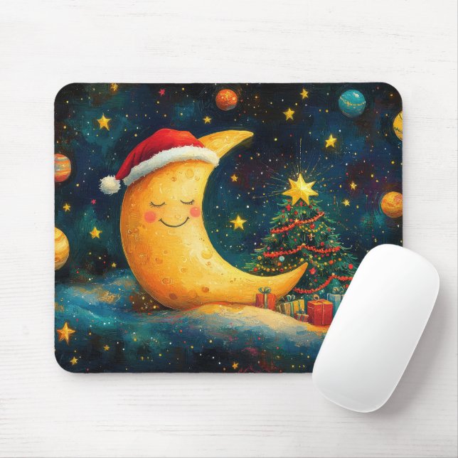 Mousepad Celebração Engraçada da Lua de Natal (Com mouse)