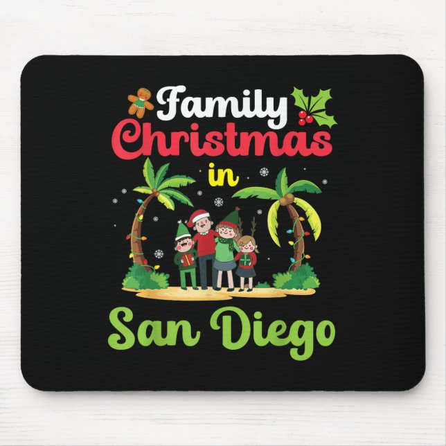 Mousepad Celebração Familiar De Natal Em San Diego Com Trop (Frente)
