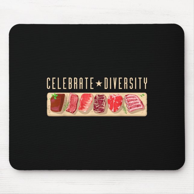 Mousepad Celebrar Diversidade, Camisa de Comida de Carne _  (Frente)