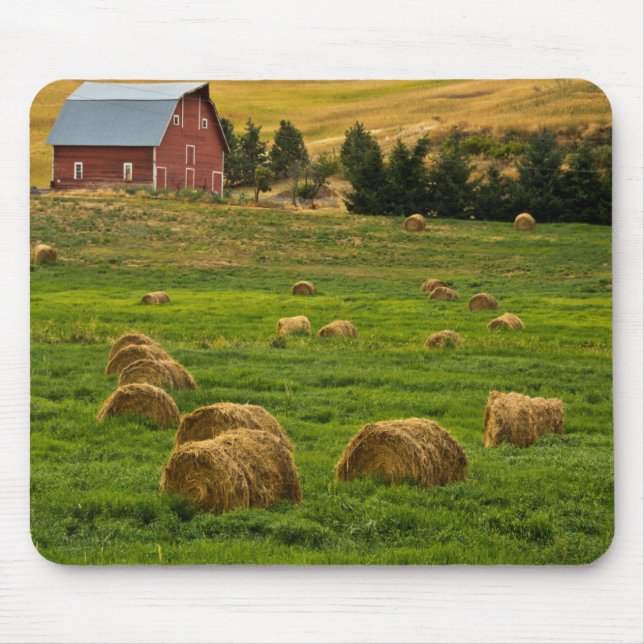 Mousepad Celeiro Vermelho, fardos de feno, Albion, Área Pal (Frente)