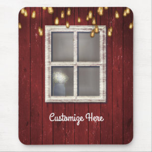 Mousepad Celeiro Vermelho Janela & Luzes Rústico Casa de Ca