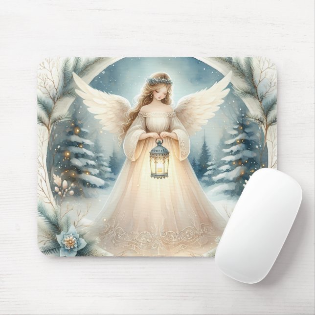 Mousepad Celestial Winter Angel Lantern of Hope (Com mouse)