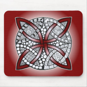 Mousepad Celtic Knot Doodle Maroon Red