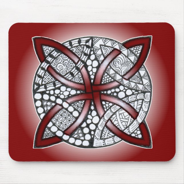 Mousepad Celtic Knot Doodle Maroon Red (Frente)
