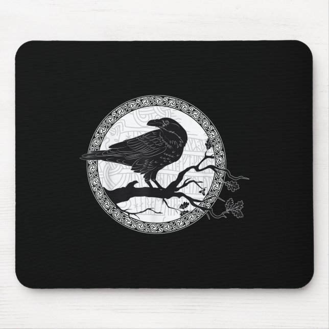 Mousepad Célula Raven Viking Wisdom Tattoo Art (Frente)