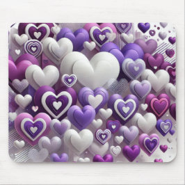 MOUSEPAD CÉLULAS DE CORAÇÕES DE DIA DE OS NAMORADOS BRANCO