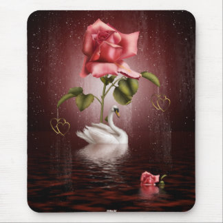 Mousepad Cena 3A dos corações dos rosas das cisnes