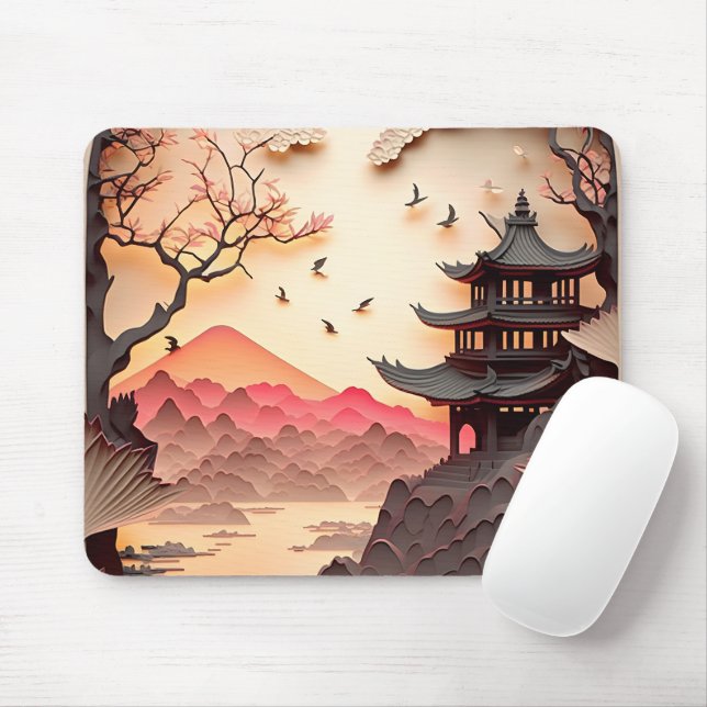 Mousepad Cena Chinesa Antiga Corta Bocal (Com mouse)