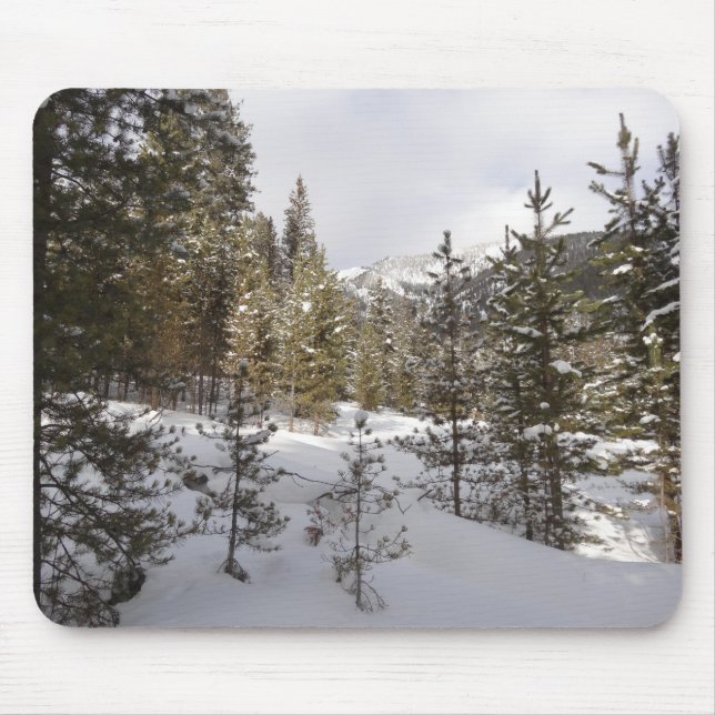 Mousepad Cena da Montanha Snowy de inverno em Montana (Frente)
