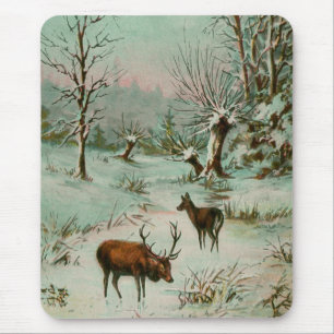 Mousepad Cena da neve com cervos