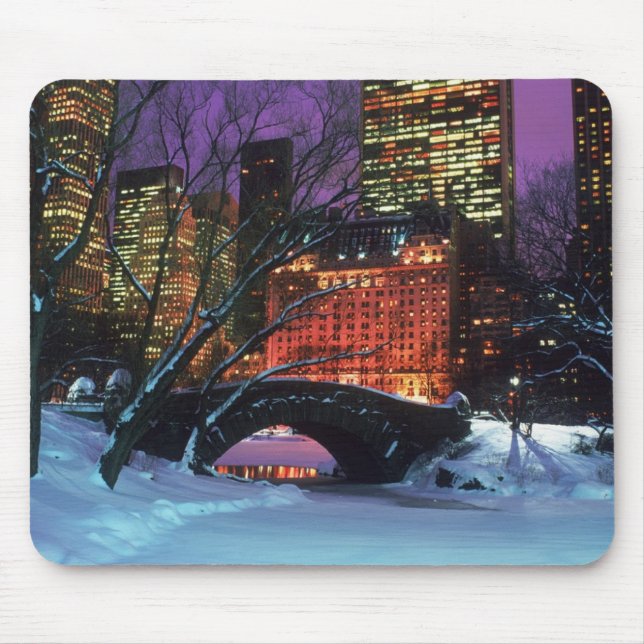 Mousepad Cena da neve no tapete do rato do Central Park (Frente)