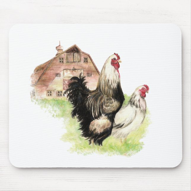 Mousepad Cena de Fazenda de Frangos e Barn para Personaliza (Frente)