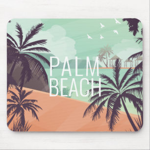 Mousepad Cena de Férias em Palm Beach em Cores Suaves