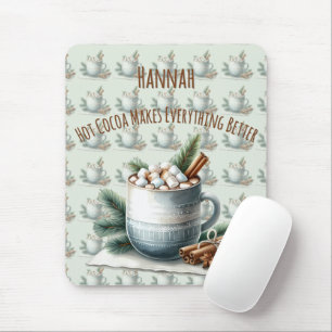 Mousepad Cena de Marshmallow de Cacau de Inverno Aconchegan