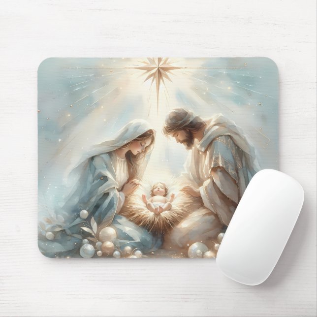 Mousepad Cena de Natividade da Sagrada Família Radiante (Com mouse)