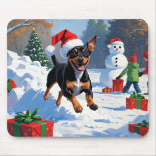 Mousepad Cena de Neve Festiva de Natal Affenpinscher