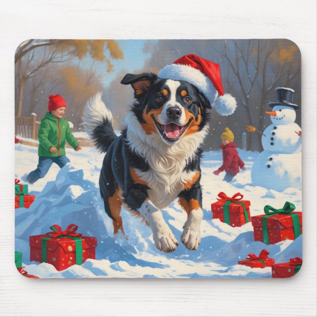 Mousepad Cena de Neve Festiva de Natal Australiana (Frente)