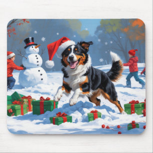 Mousepad Cena de Neve Festiva de Natal Kelpie australiana