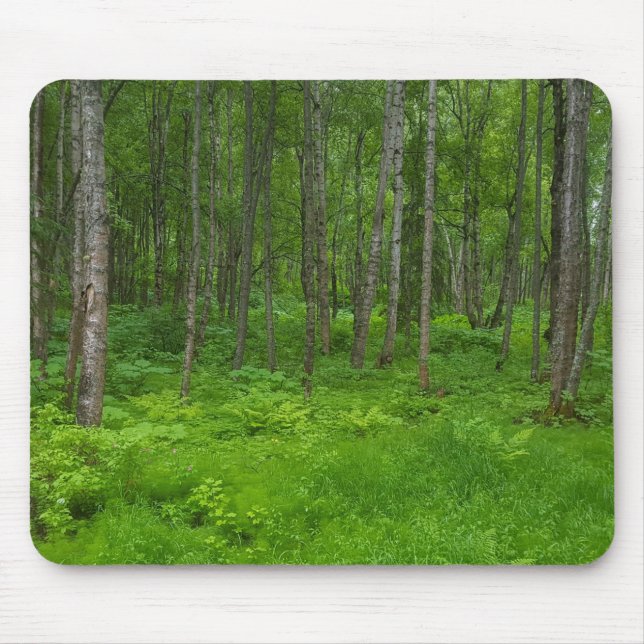 Mousepad Cena de paisagem de floresta verde exuberante (Frente)