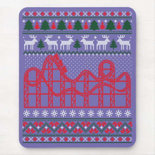 Mousepad Cena de Porta copos do Roller Suéter de Natal Feio (Frente)