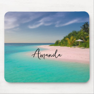 Mousepad Cena de Praia Tropical Oceano Água-marinha