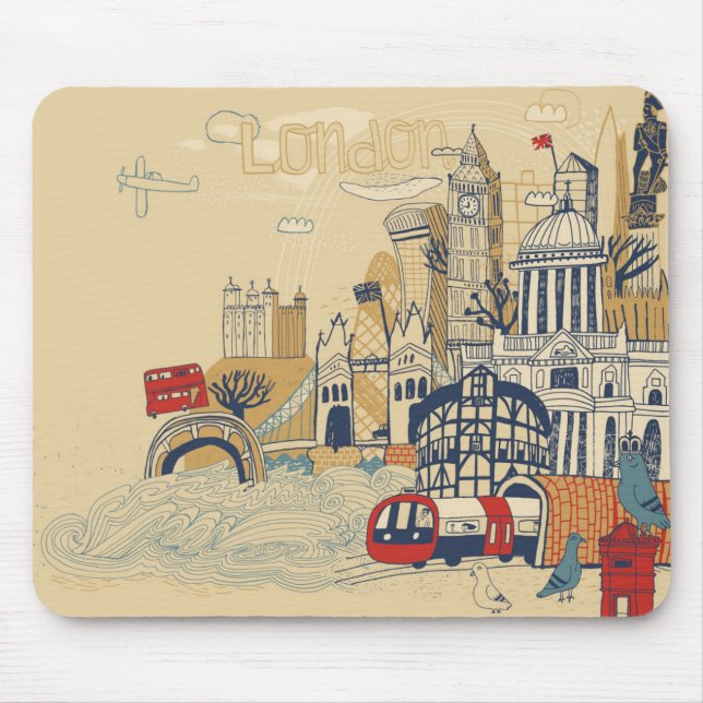 Mousepad Cena do Doodle de Londres (Frente)