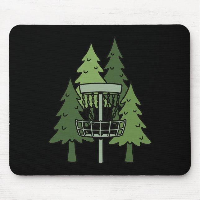 Mousepad Cena engraçada de golfe de disco na floresta (Frente)