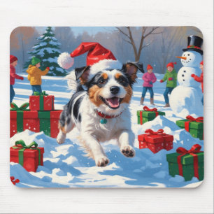 Mousepad Cena Festiva de Neve Terrier Christmas australiana