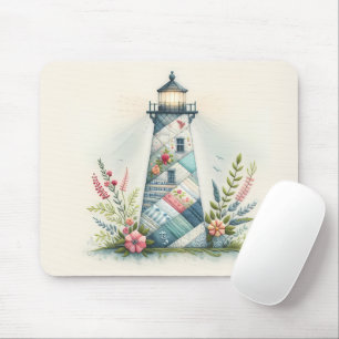 Mousepad Cena Floral do Farol em Patchwork Costeiro