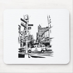 Mousepad Cena Nova Iorque Black and White Urban Street
