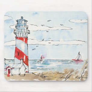 Mousepad Cena vermelha e branca do farol