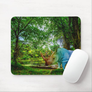 Mousepad Cenário tropical exuberante do rinoceronte do Slip