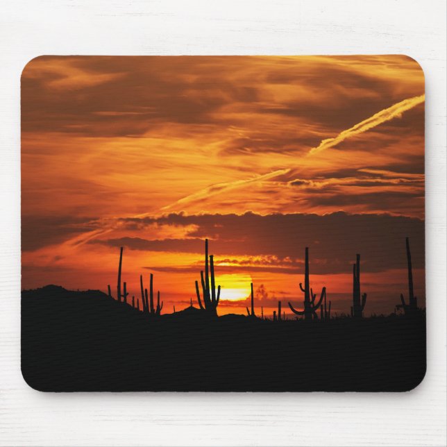 Mousepad Cenários de Saguaros ao Pôr do Sol (Frente)