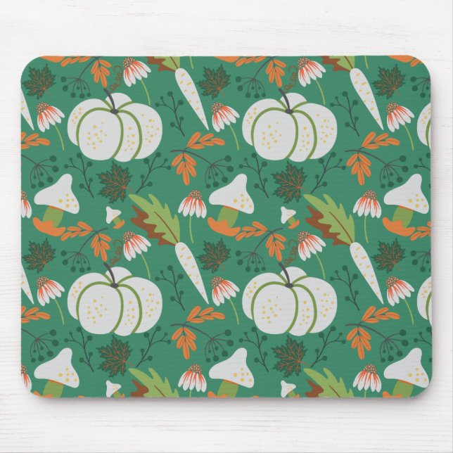Mousepad Cenouras e cogumelos sem costura sob a forma de pu (Frente)