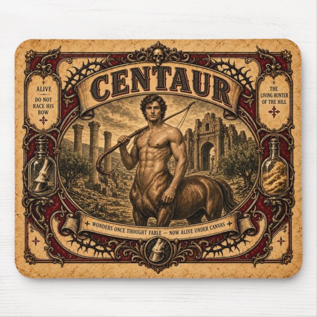 Mousepad Centauro, Monstro do Circo Vintage (Frente)