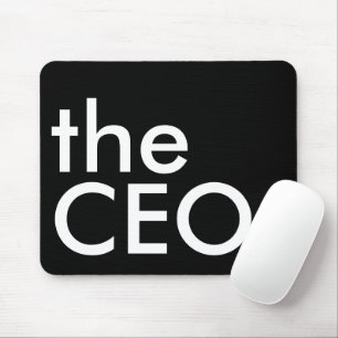 Mousepad CEO Preto Branco Tipografia Negrita Executiva