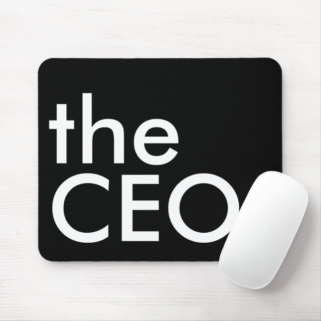 Mousepad CEO Preto Branco Tipografia Negrita Executiva (Com mouse)