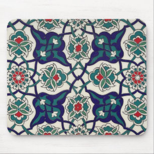 Mousepad Cerâmica Floral Azul Turca