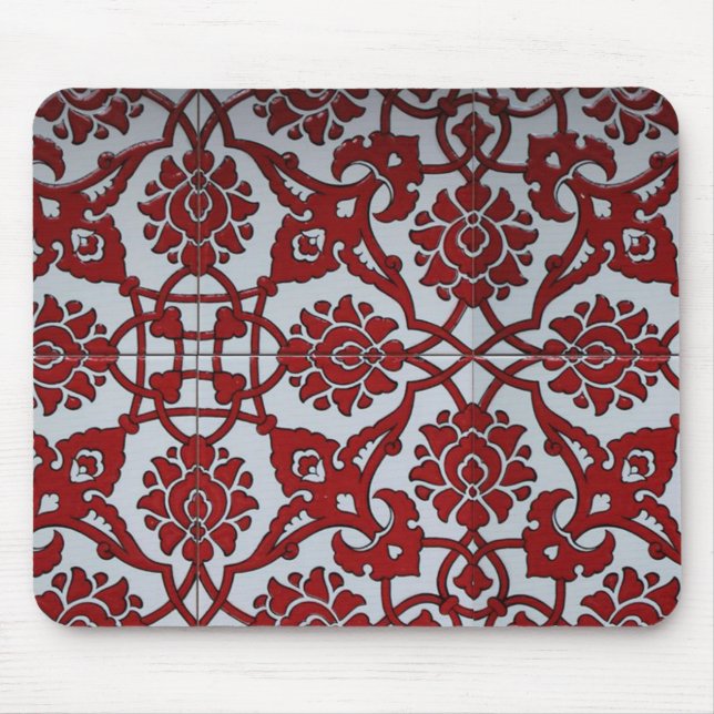 Mousepad Cerâmica Floral Vermelha Turca (Frente)