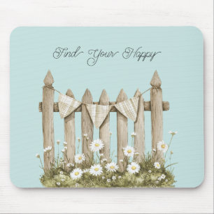 Mousepad Cercado de Jardim de Flores de Margarida
