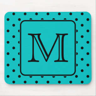 Mousepad Cerceta e teste padrão de bolinhas preto.