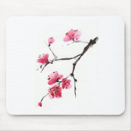 Mousepad Cereja florescente. Primavera. Tinta e pincel.