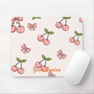 Mousepad Cerejas Rosa e Laços Padrão Sem Costura Fofo