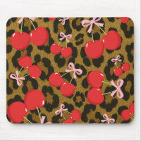 Cerejas Vermelhas com Laço Rosa Impressão de Leopa