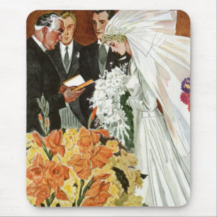 Mousepad Cerimônia de Casamento Vintage com Noiva e Noivo