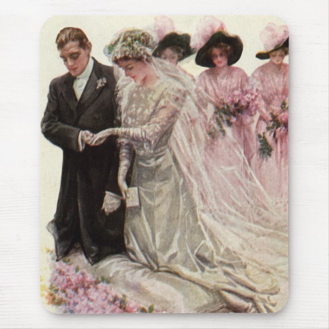 Mousepad Cerimônia de Casamento Vitoriano Antigo Noiva e No (Frente)
