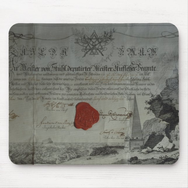 Mousepad Certificado emitido pelo mestre Worshipful (Frente)