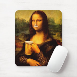 Mousepad Cerveja de bebendo Mona Lisa, amante de cerveja