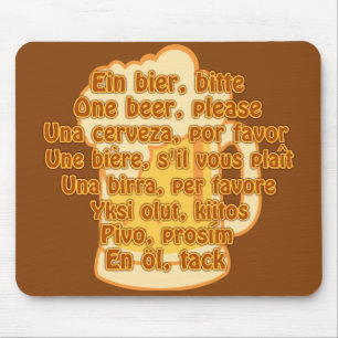Mousepad CERVEJA em idiomas no painel de mouse personalizad