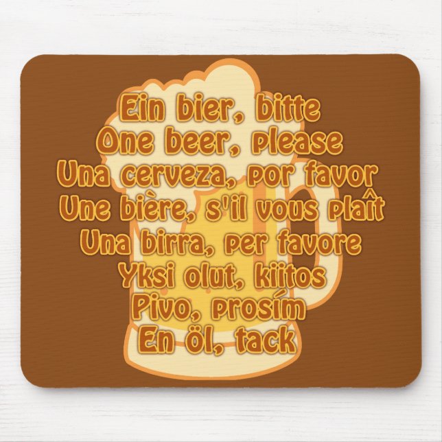 Mousepad CERVEJA em idiomas no painel de mouse personalizad (Frente)